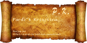 Parák Krisztina névjegykártya